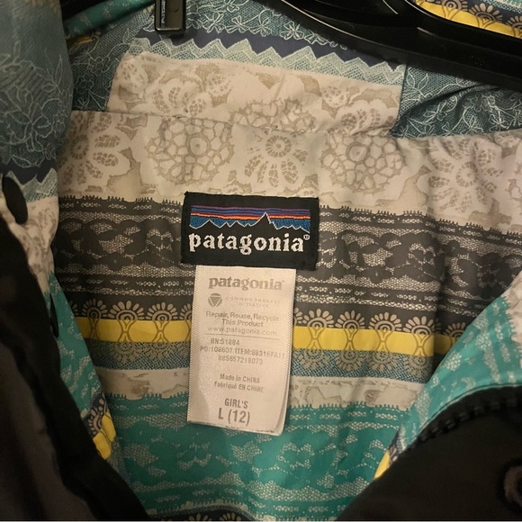 Patagonia Girls Black Long Down Puffer Parka  with Hood Large (12) - Picture 6 of 13